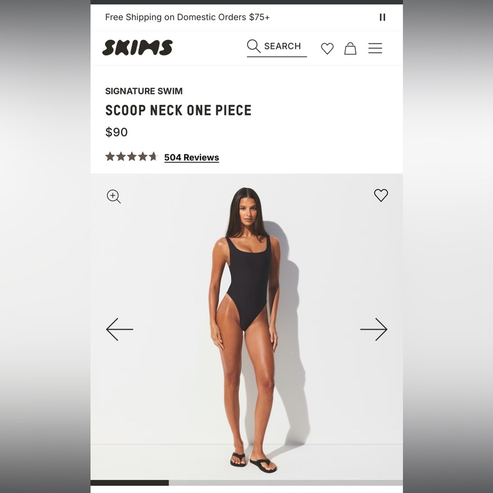 SKIMS Black Scoop Neck One Piece NWOT